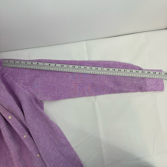 Neros Fumato Positano Men’s S Linen Purple Buttons Down Shirt - Picture 5 of 8